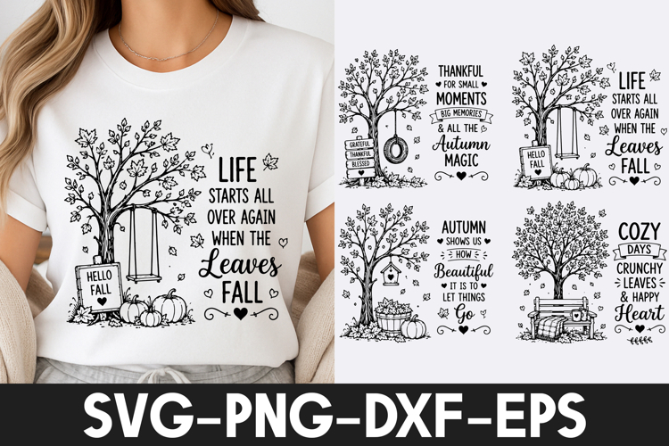 Autumn Tree Leaves Fall Decor SVG PNG