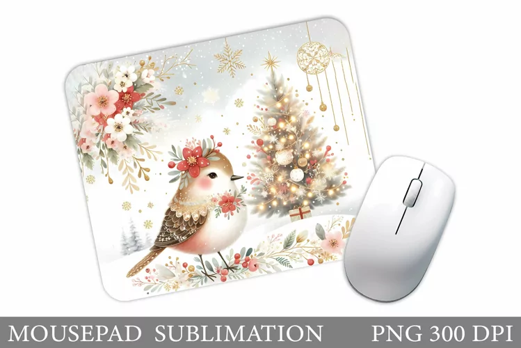 Christmas Bird Mouse Pad. Christmas Mouse Pad Sublimation