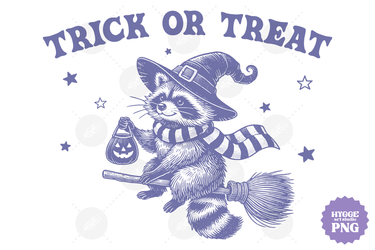 Vintage Funny Sarcastic Feral Witch Raccoon Halloween PNG
