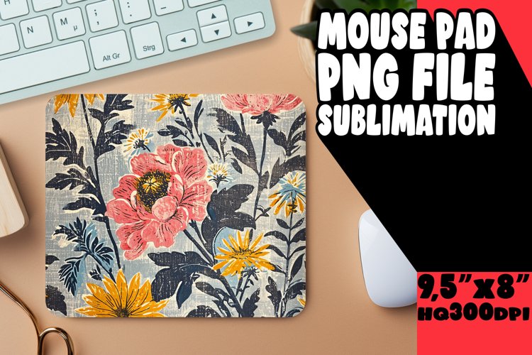 Nostalgic Blossom Pattern Mouse Pad example image 1