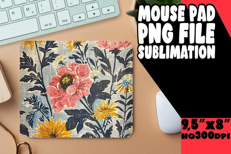 Nostalgic Blossom Pattern Mouse Pad