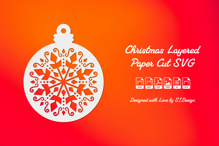 Christmas Ornament SVG - Paper Cut Bauble Decoration