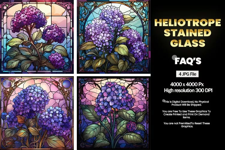 Stained Glass Heliotrope Square Coaster - 04 Variations