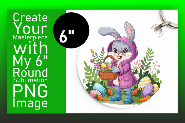 Cute Circle PNG for Sublimation , Easter Bunny