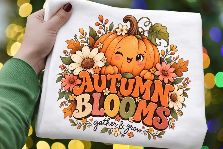 Autumn Blooms Pumpkin PNG, Cute Fall Pumpkin Floral Design
