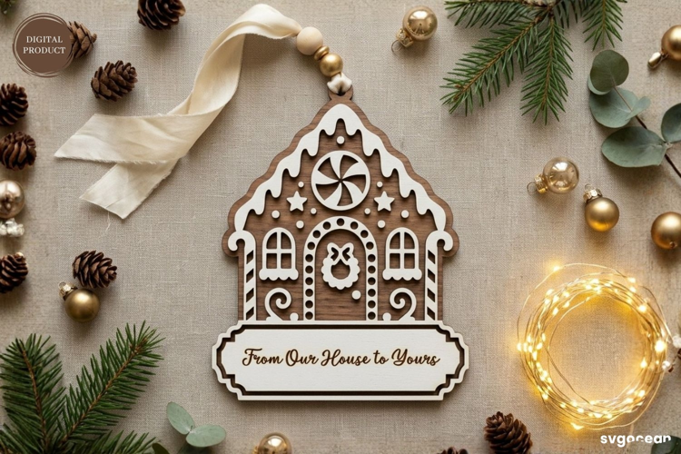 Gingerbread House Ornament laser Cut| Glowforge | SVG