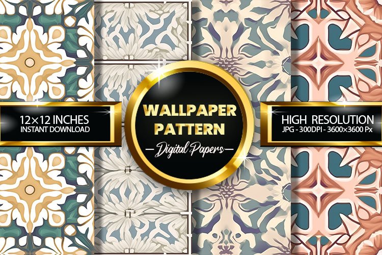 Wallpaper Pattern Digital Papers - 04 Variations