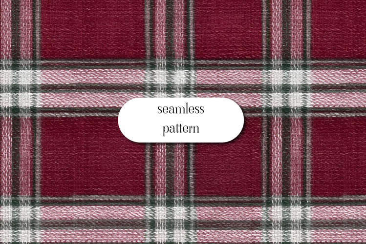 Burgundy Christmas Plaid Seamless Pattern Digital Paper