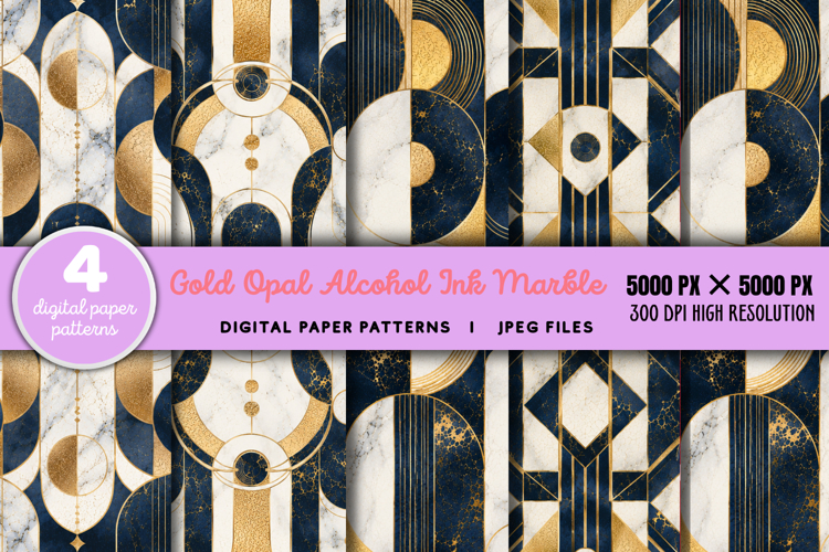 Gold Opal Alcohol Ink Marble JPG