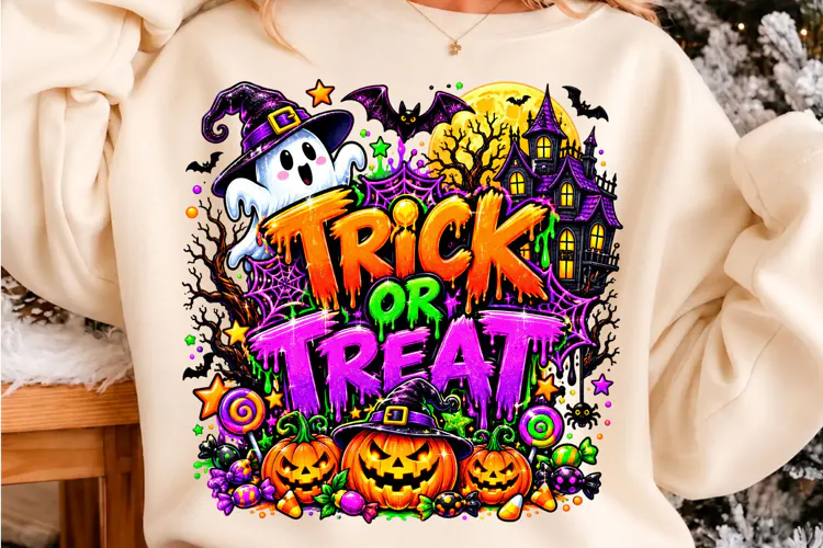 Trick or Treat Halloween Ghost Pumpkin PNG
