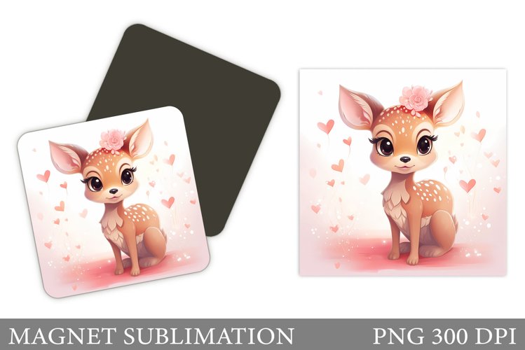 Valentines Deer Magnet. Cute Deer Magnet Sublimation