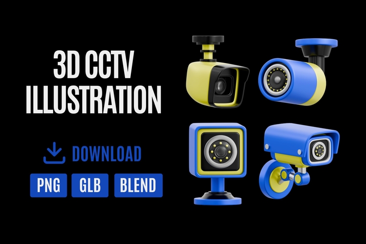 3D Icon CCTV & Security Camera Set 04