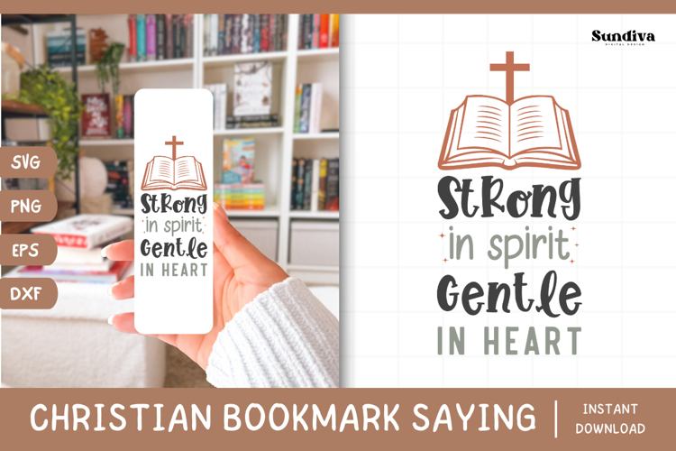 Christian Bookmark Saying SVG | Strong in Spirit
