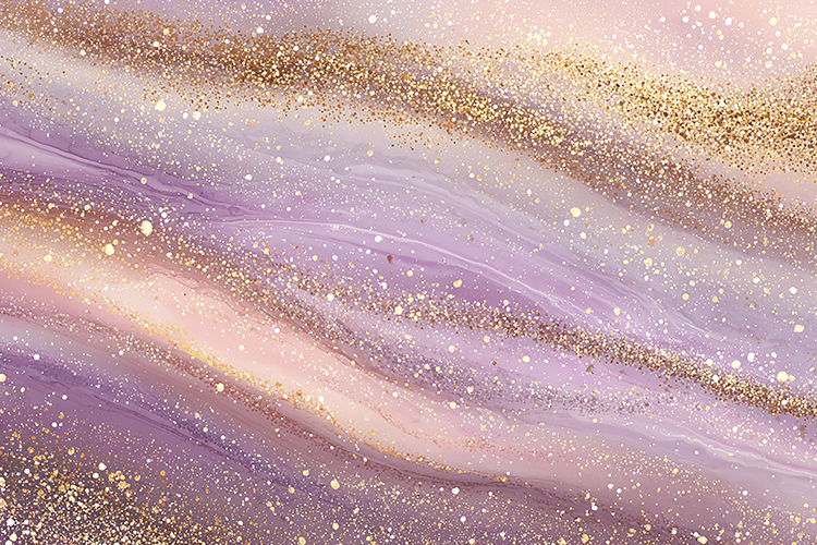 Swirling purple, pink, and gold glitter patterns