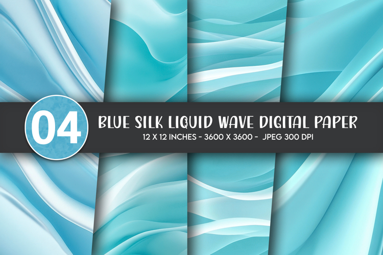 Blue Silk Liquid Wave Digital Paper example image 1