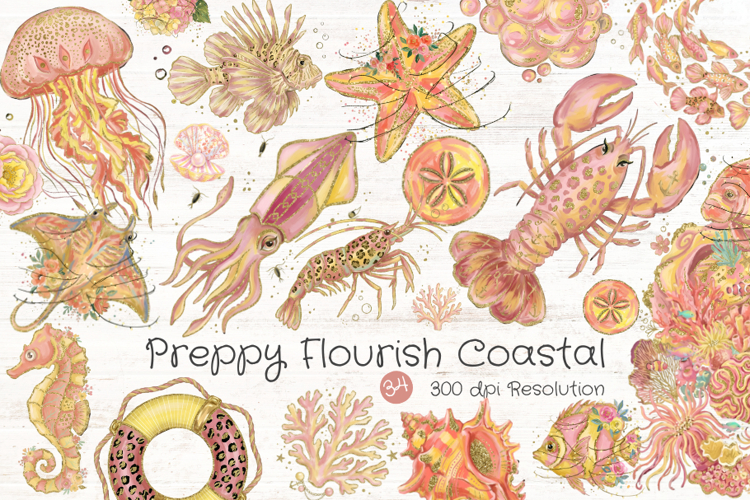Preppy Flourish Coastal Clipart