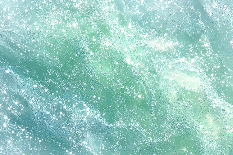 sparkling turquoise water with white foam and bubbles