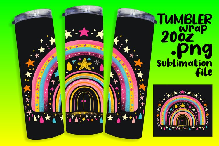 Radiant Rainbow Elegance: Sublimation Tumbler Designs