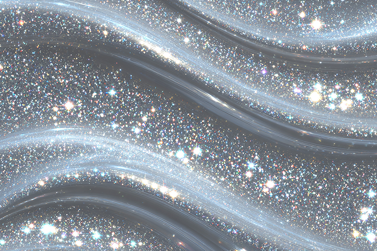 A sparkly, glittery surface with wavy, shimmering patterns