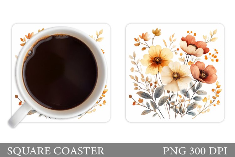 Wildflowers Coaster Design. Flowers Coaster Sublimation