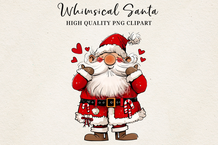 Whimsical Santa Clipart | Cute Christmas Santa PNG