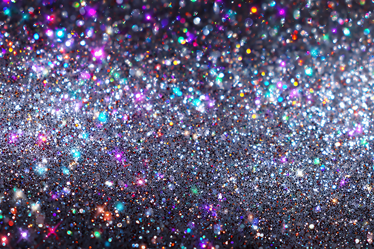 Multicolored sparkles and shining particles