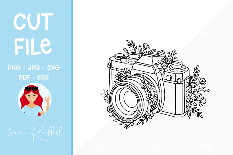 Camera Line Art Cut File example image 1