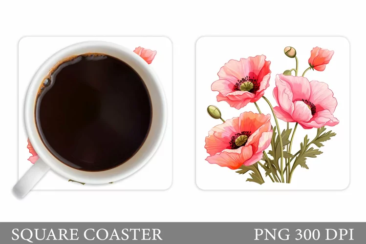 Floral Coaster Design. Flowers Coaster Sublimation
