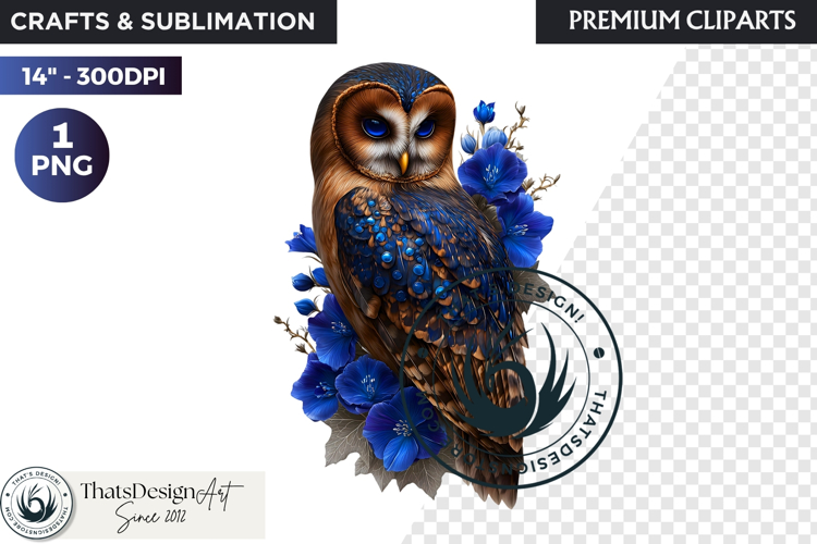 Floral Owl Fantasy clipart, Botanical and Wildlife Graphics