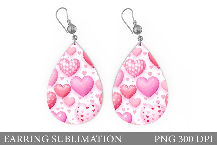 Hearts Earring Sublimation. Hearts Valentines Earring