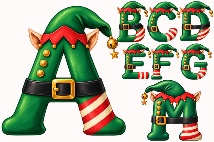 Christmas Elf Alphabet PNG example image 1