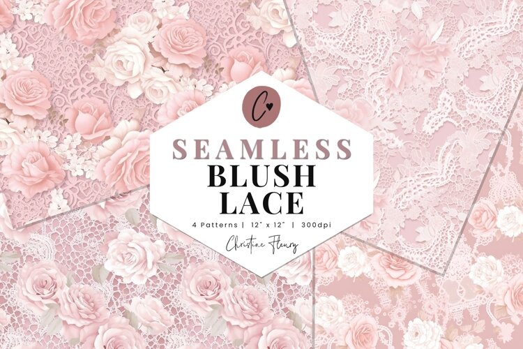4 Seamless Blush Lace Digital Paper example image 1