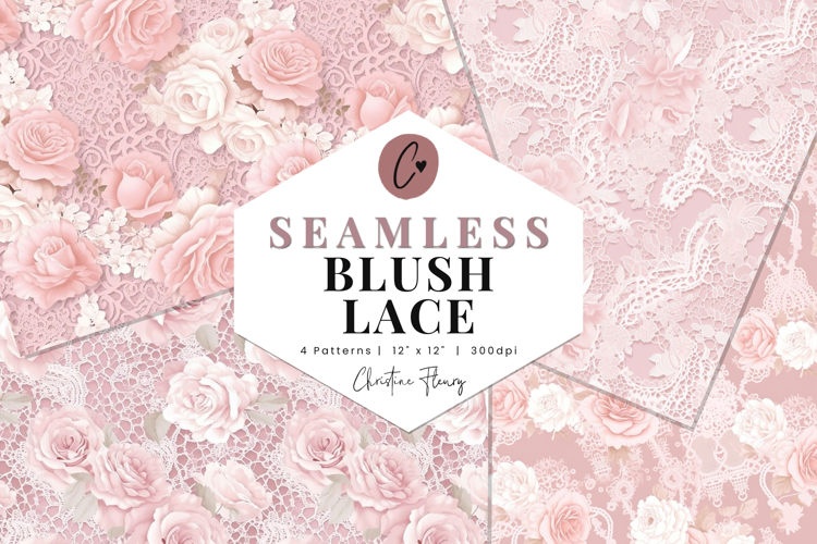 4 Seamless Blush Lace Digital Paper