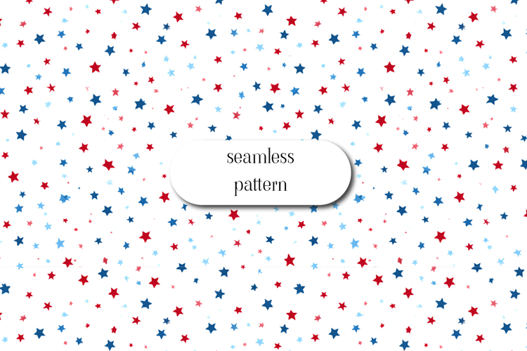 Patriotic Stars Seamless Pattern Red Blue Confetti