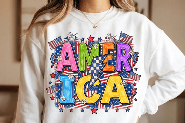 Retro America Thunder PNG T-Shirt|4th of July PNG Sublimatio
