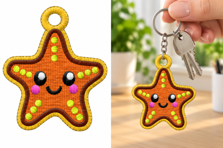 Cute Crab Keychain Embroidery Design