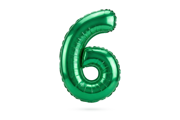 Green Metallic Number 6 Foil Balloon Party Decoration