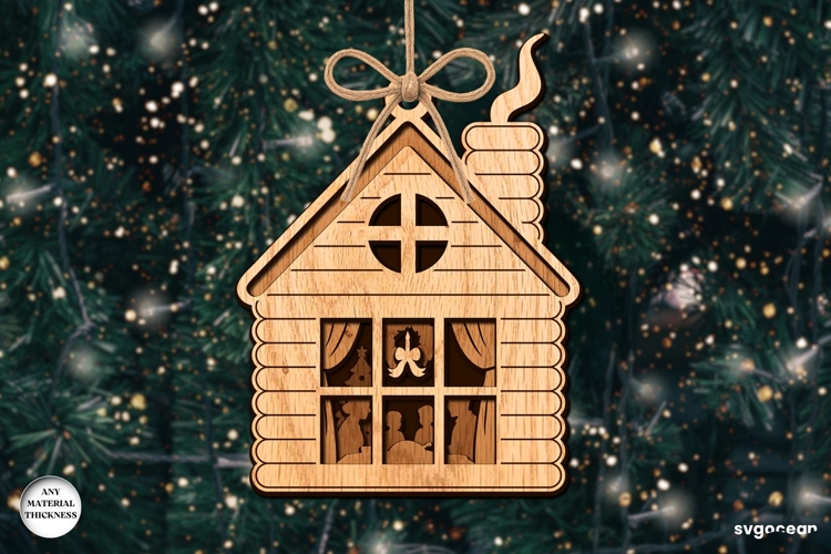 Christmas House Shadow Box Laser Cut | Glowforge | SVG