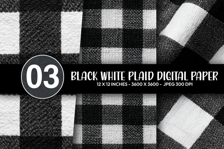 Black White Plaid Digital Paper example image 1