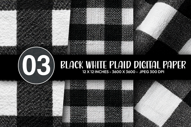 Black White Plaid Digital Paper