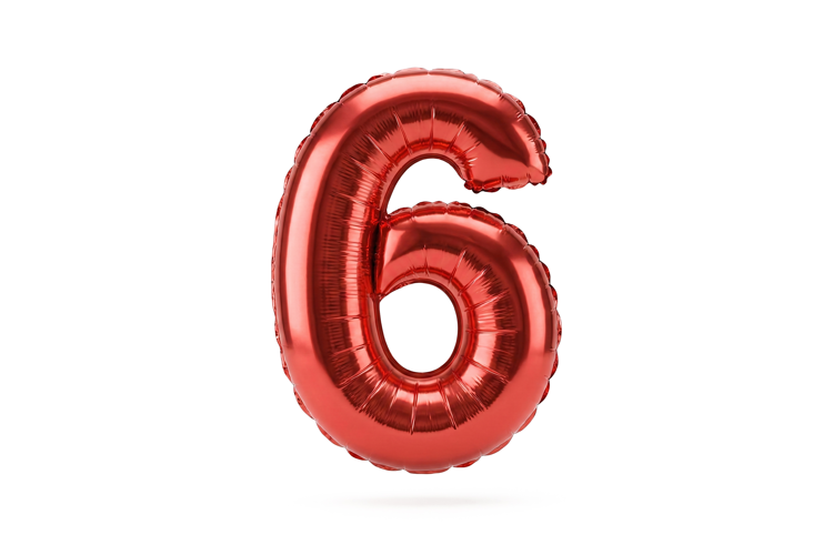 Red Metallic Number 6 Foil Balloon Party Decoration