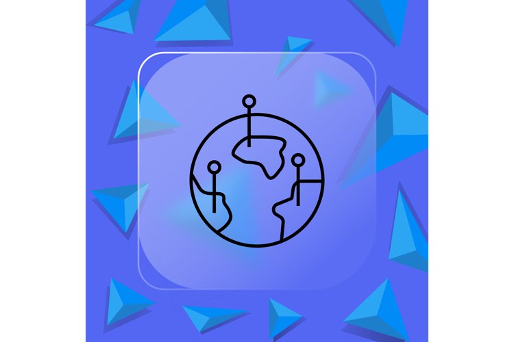 Planet with pointers line icon. Navigation, gps, location, example image 1