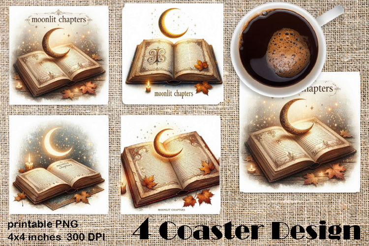 Autumn Antique Books Coaster PNG | Fantasy Pumpkin