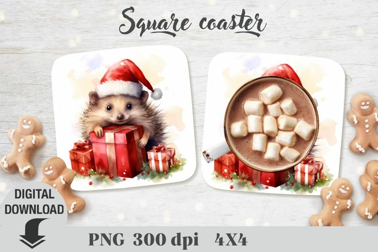 Christmas Square coaster, coaster sublimation, christmas