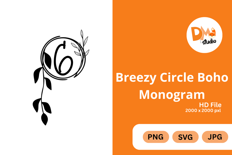 Breezy Circle Boho Monogram - Hand Drawn Floral Letter Set