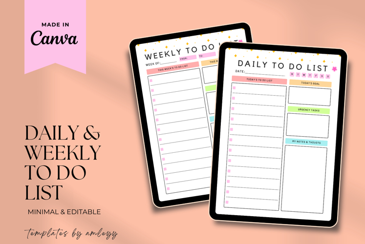 Aesthetic Weekly and Daily To-Do List Planner Template