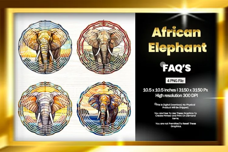 African Elephant Wind Spinner Sublimation - 04 Variations