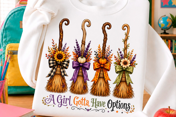 A Girl Gotta Have Options Witch Broom PNG