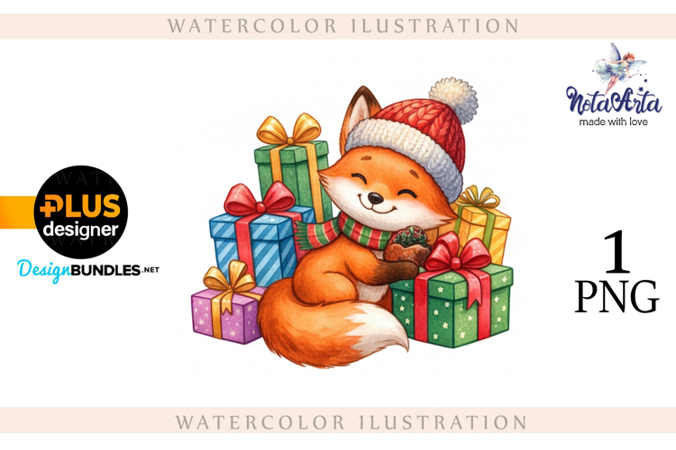 Illustration of a cute Christmas fox