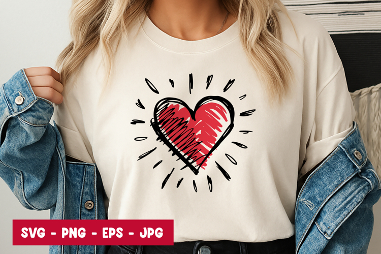 Scribbled Red Heart Radiant SVG PNG